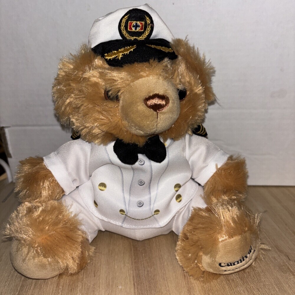 Carnival Dream Captain Teddy Bear Plush Brown & White with Clothing & Hat